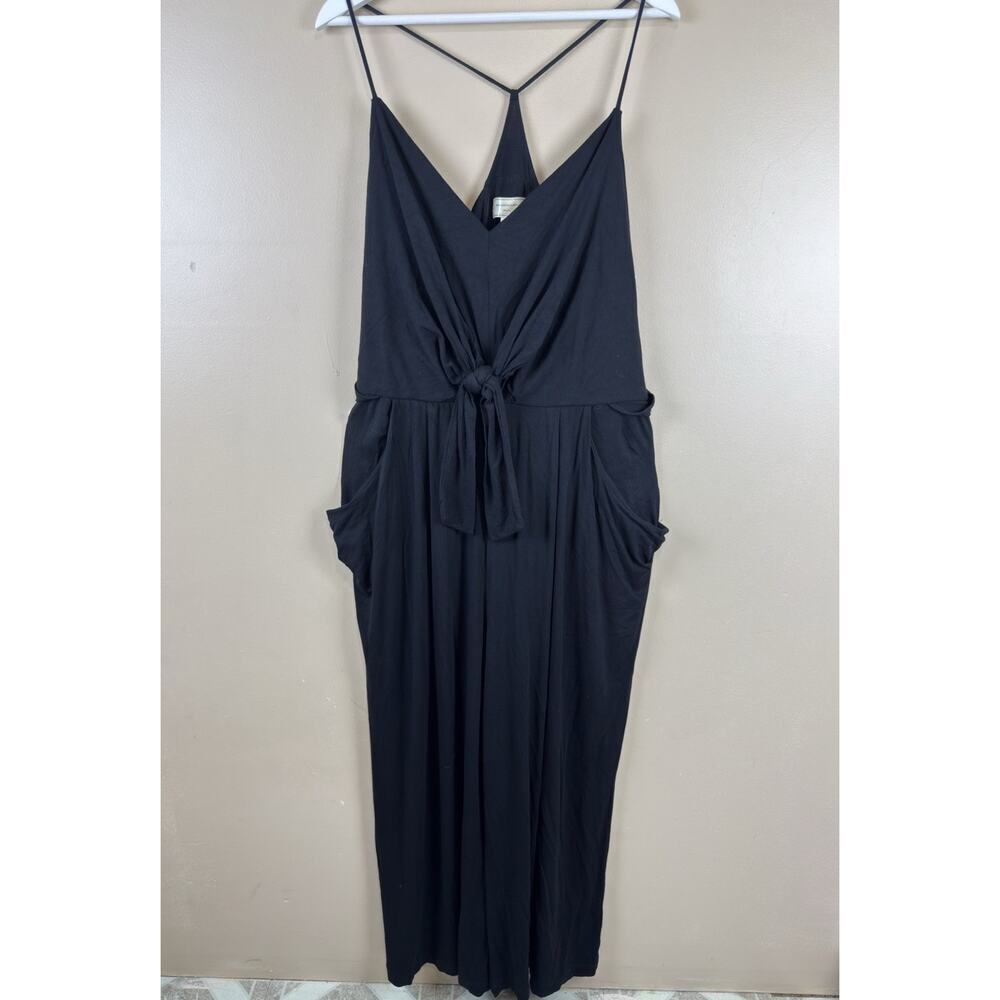 Anthropologie Moulinette Soeurs Women's XL Black Jumpsuit Wide Leg Boho Knot